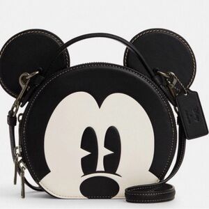 Coach Black & White Mickey Ear Leather Crossbody Bag